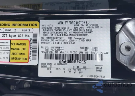 2018 Ford Fusion Se z USA, uszkodzony, nr VIN 3FA6P0HD0JR252027